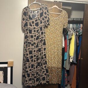 TWO Natural Life Calico Print Maxi Dresses - size Medium!